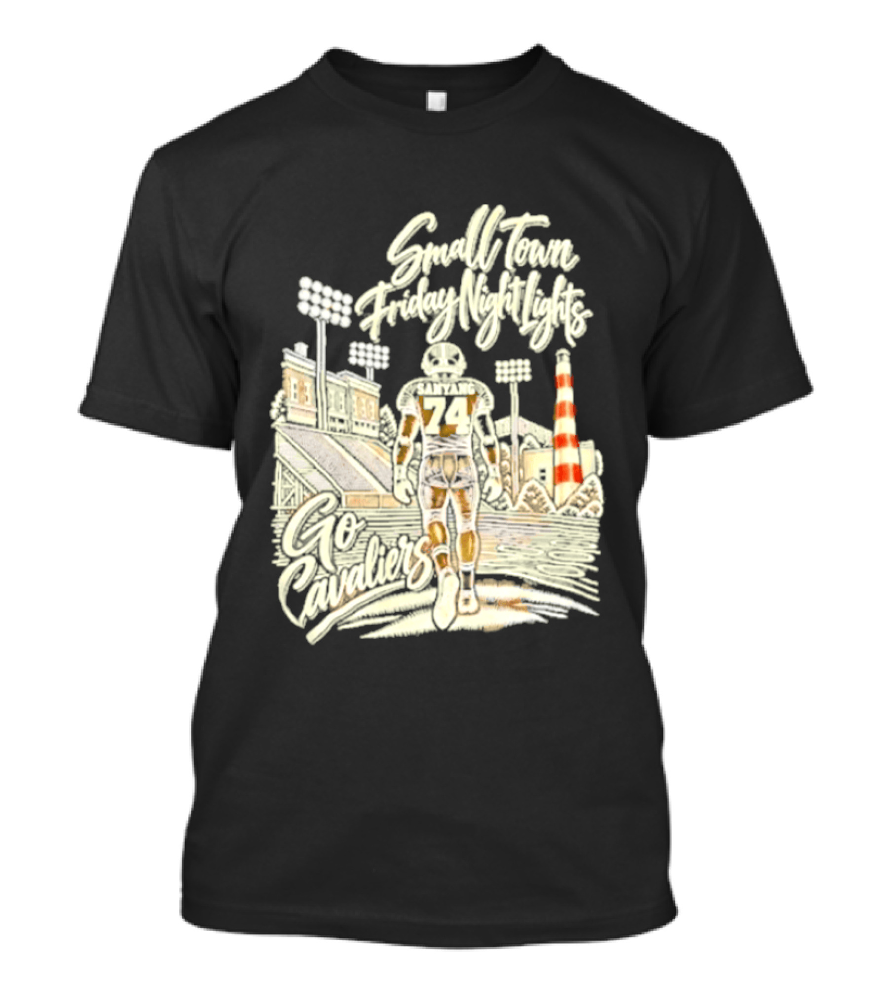 Sanyang 74 Small Town Friday Night Lights Go Cavaliers Football Cleveland T-Shirt