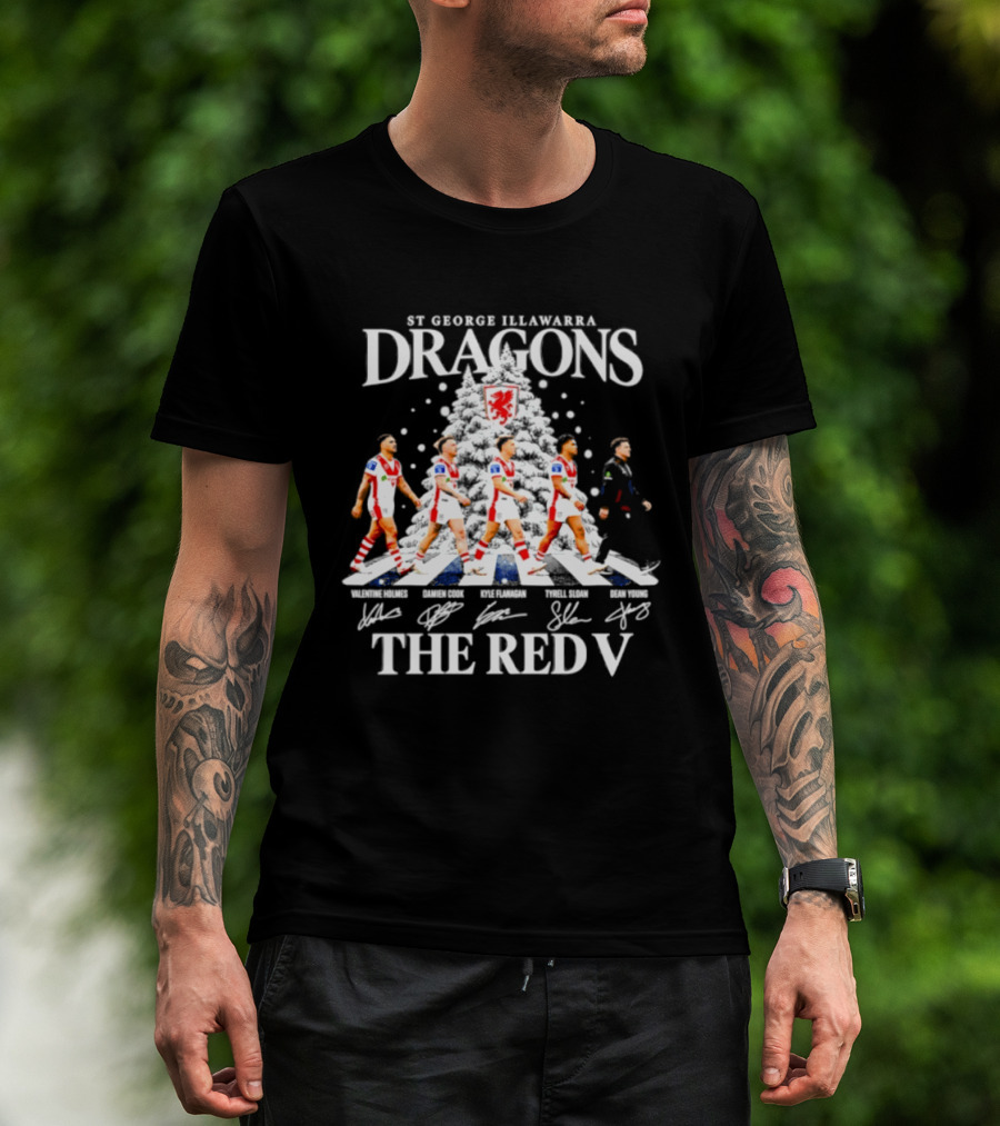 St George Illawarra Dragons NRL Christmas 2026 The Red V Players And Signatures T-Shirt