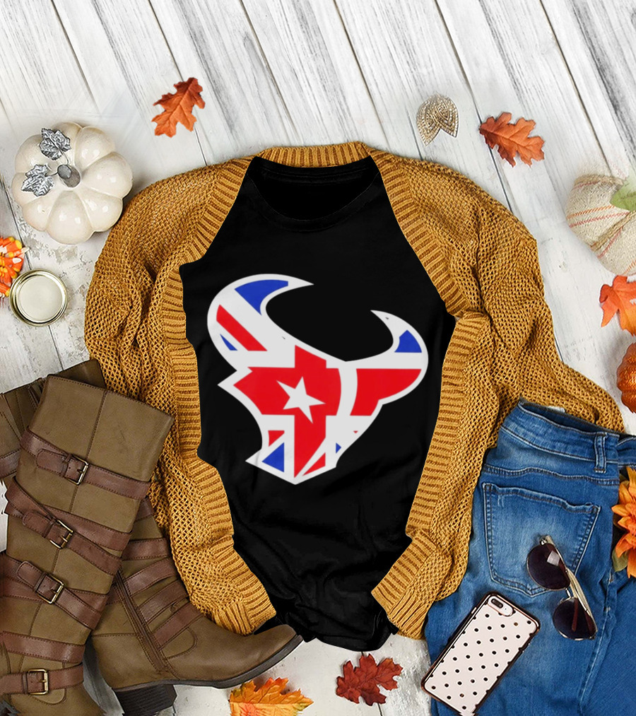 Texans British Flag Bullhead Symbol UK Team Profile T-Shirt