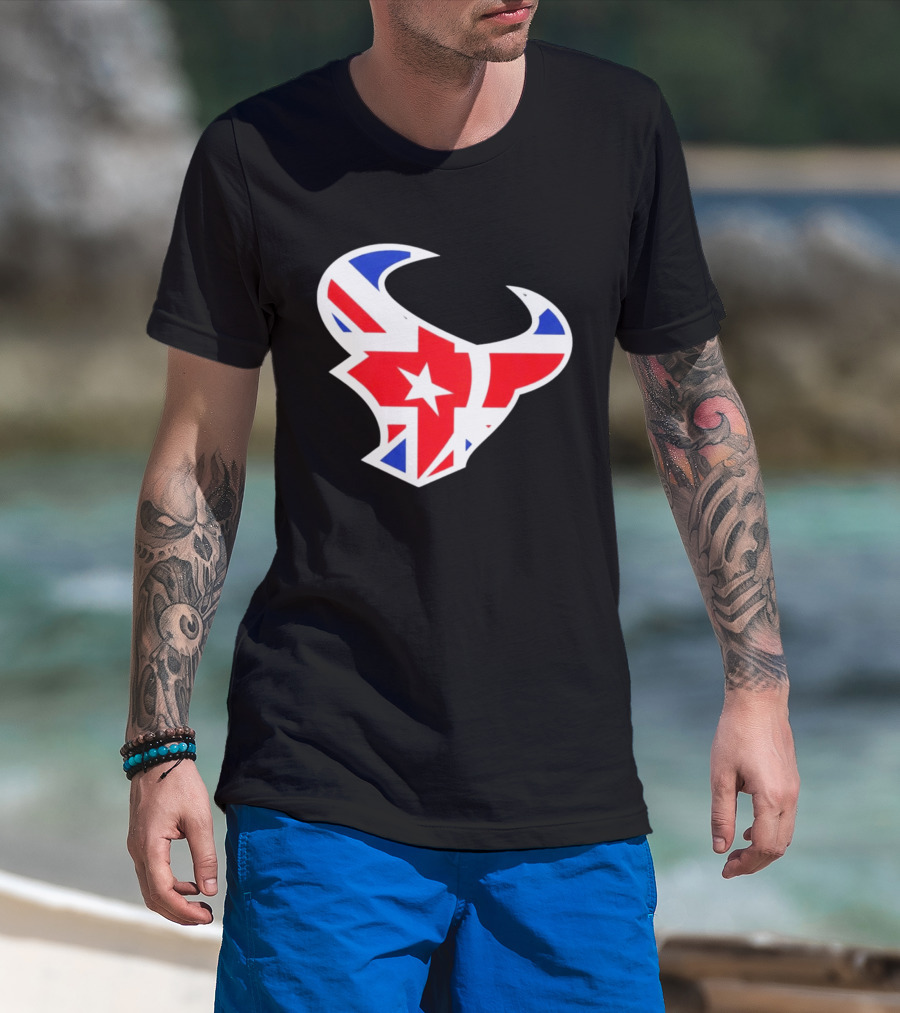 Texans British Flag Bullhead Symbol UK Team Profile T-Shirt
