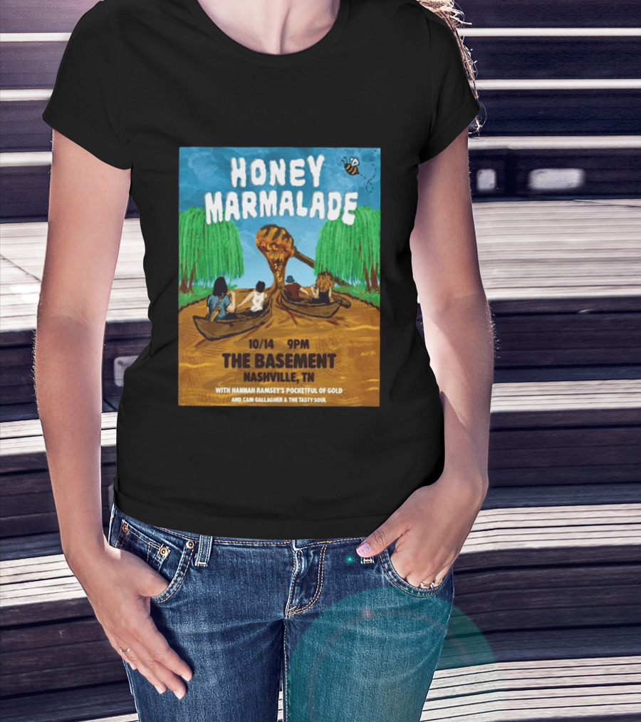 Honey Marmalade Fall Tour 2026 Nashville The Basement Halloween Event With Hannah Ramsey's Pocketful Of Gold And Cam Gallagher And The Tasty Soul T-Shirt
