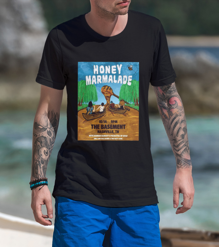 Honey Marmalade Fall Tour 2026 Nashville The Basement Halloween Event With Hannah Ramsey's Pocketful Of Gold And Cam Gallagher And The Tasty Soul T-Shirt