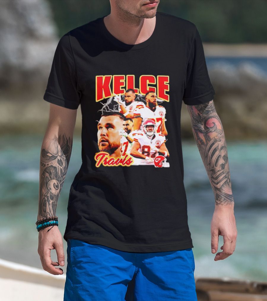 Travis Kelce Kansas City Chiefs Football 90s Bootleg Retro Style Chiefs Football Kelce 87 T-Shirt