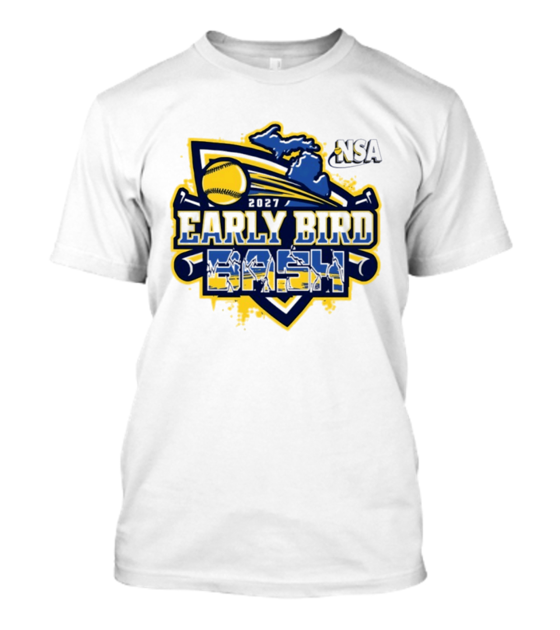 2027 NSA Early Bird Bash Fastpitch Tournament Michigan Softball T-Shirt