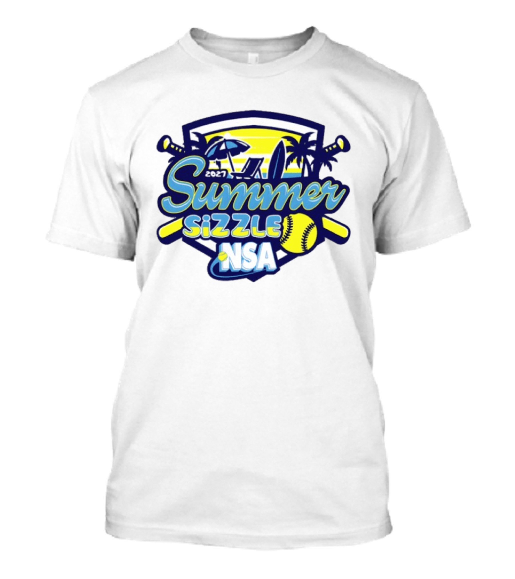 2027 Summer Sizzle NSA Fastpitch Softball Tournament Palms Beach Scene T-Shirt