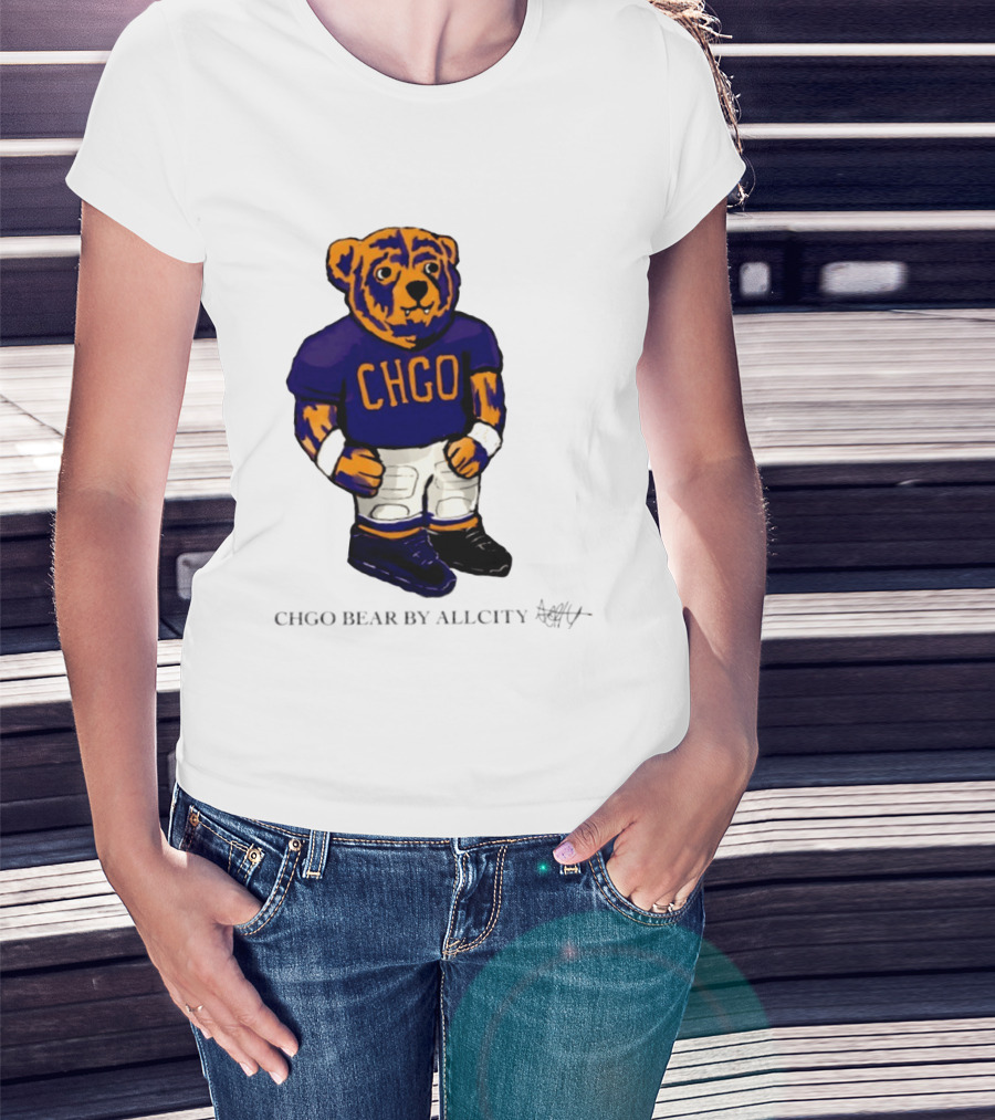 Chicago Bears CHGO Bear By AllCity Football Collaboration T-Shirt
