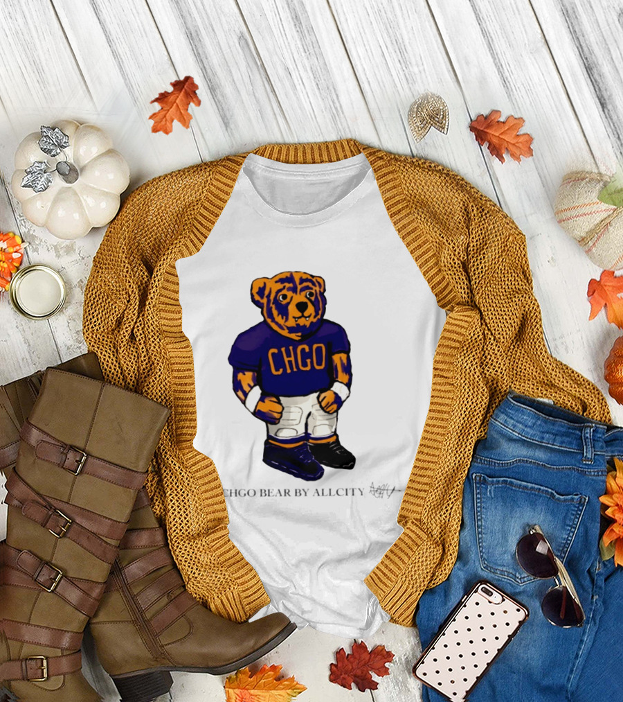 Chicago Bears CHGO Bear By AllCity Football Collaboration T-Shirt