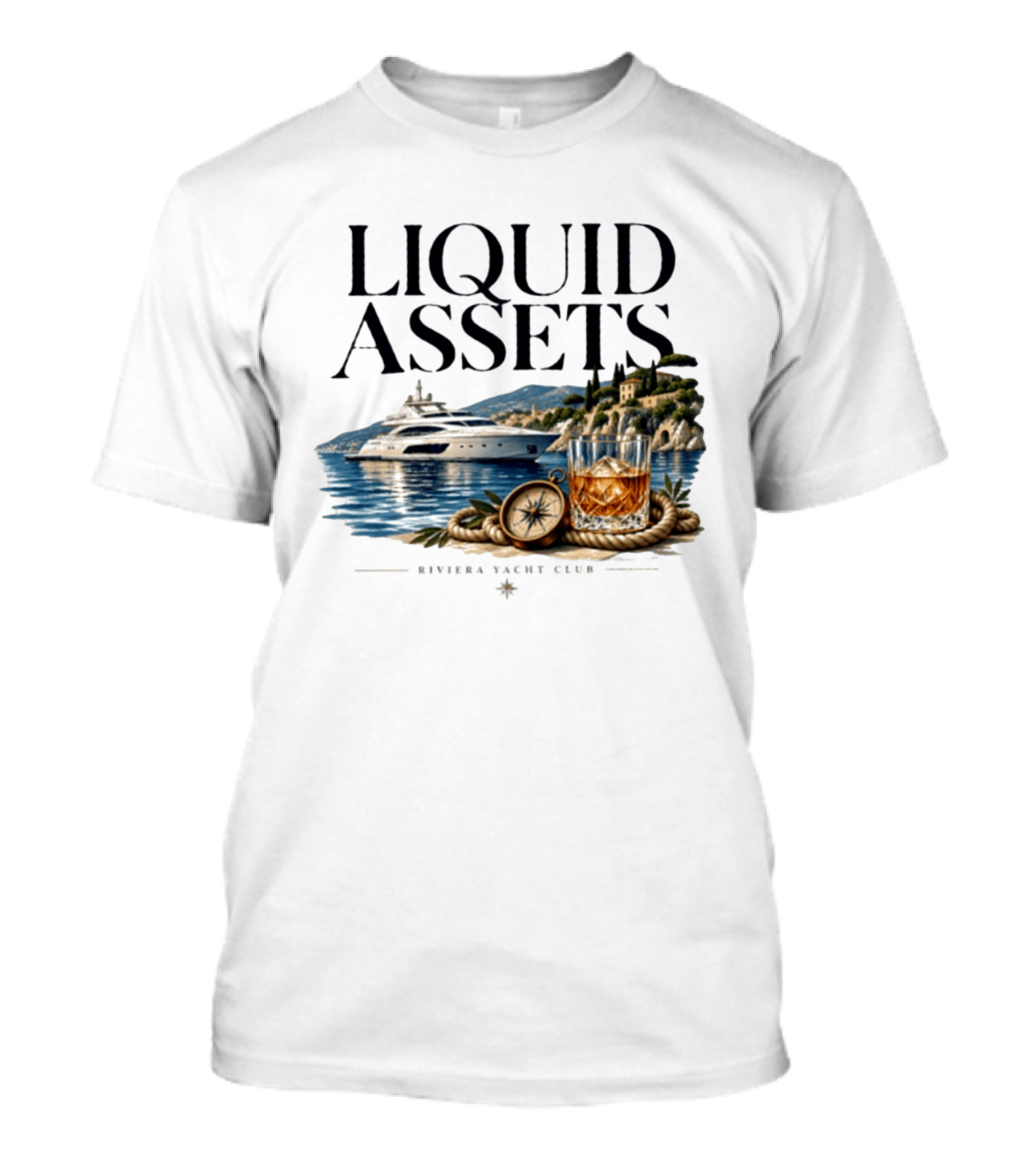 Liquid Assets Yacht Club Ferretti Custom Line Riviera Sailing T-Shirt