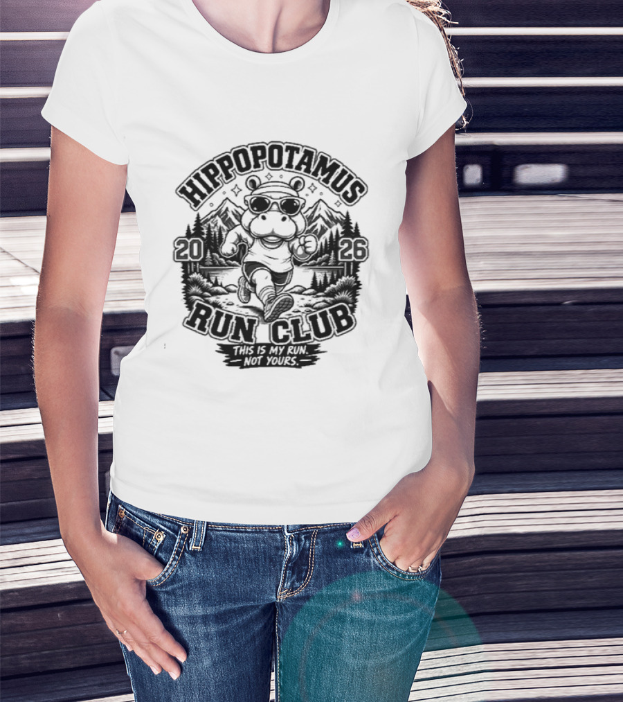 Hippopotamus Run Club 2026 Marathon Adventure T-Shirt