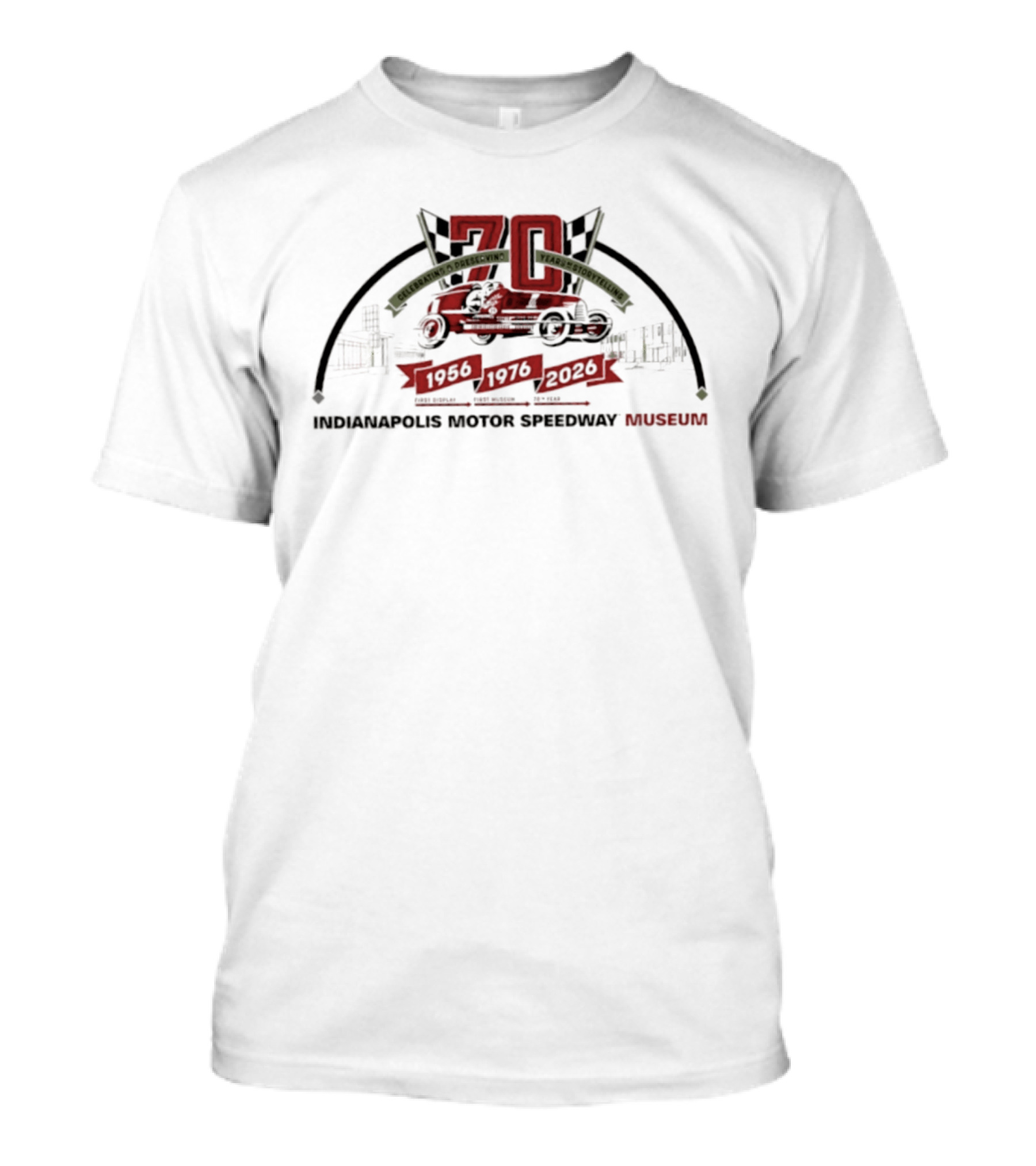 Indianapolis Motor Speedway Museum 70th Anniversary 1956 1976 2020 Racing Exhibition T-Shirt