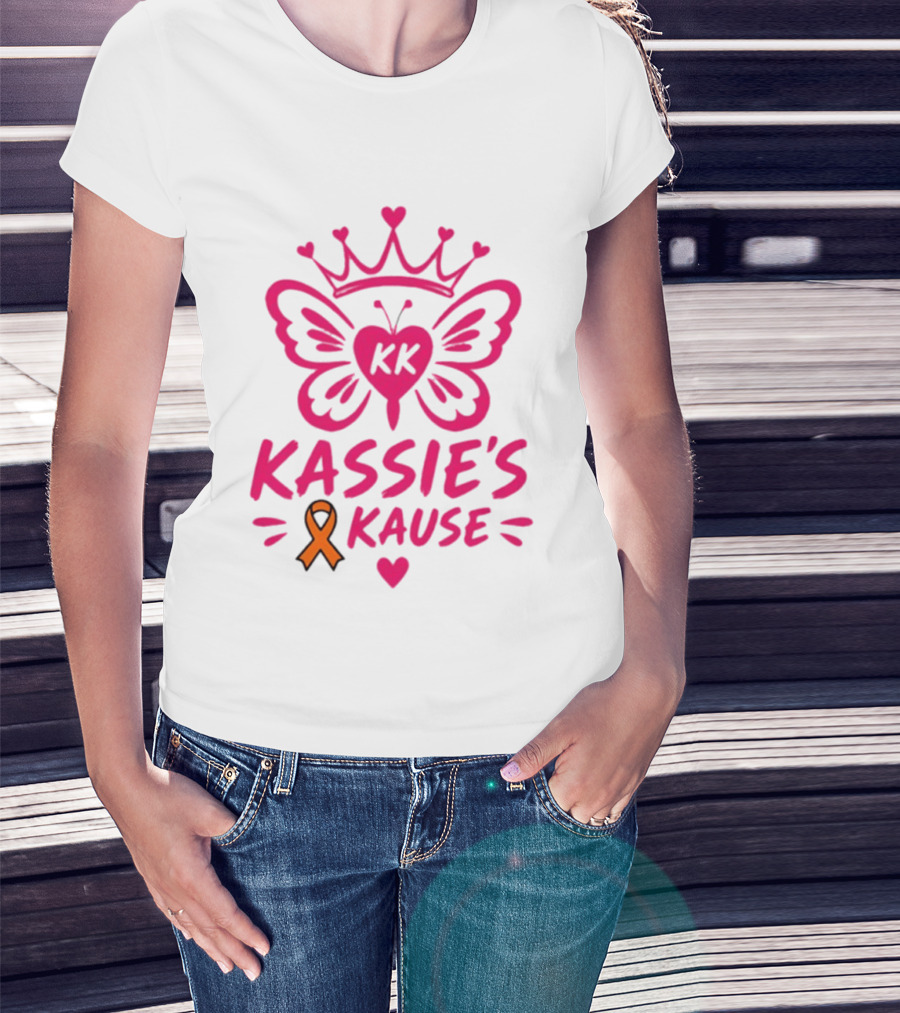 Kassie's Kause KK Butterfly Crown Orange Awareness Ribbon T-Shirt