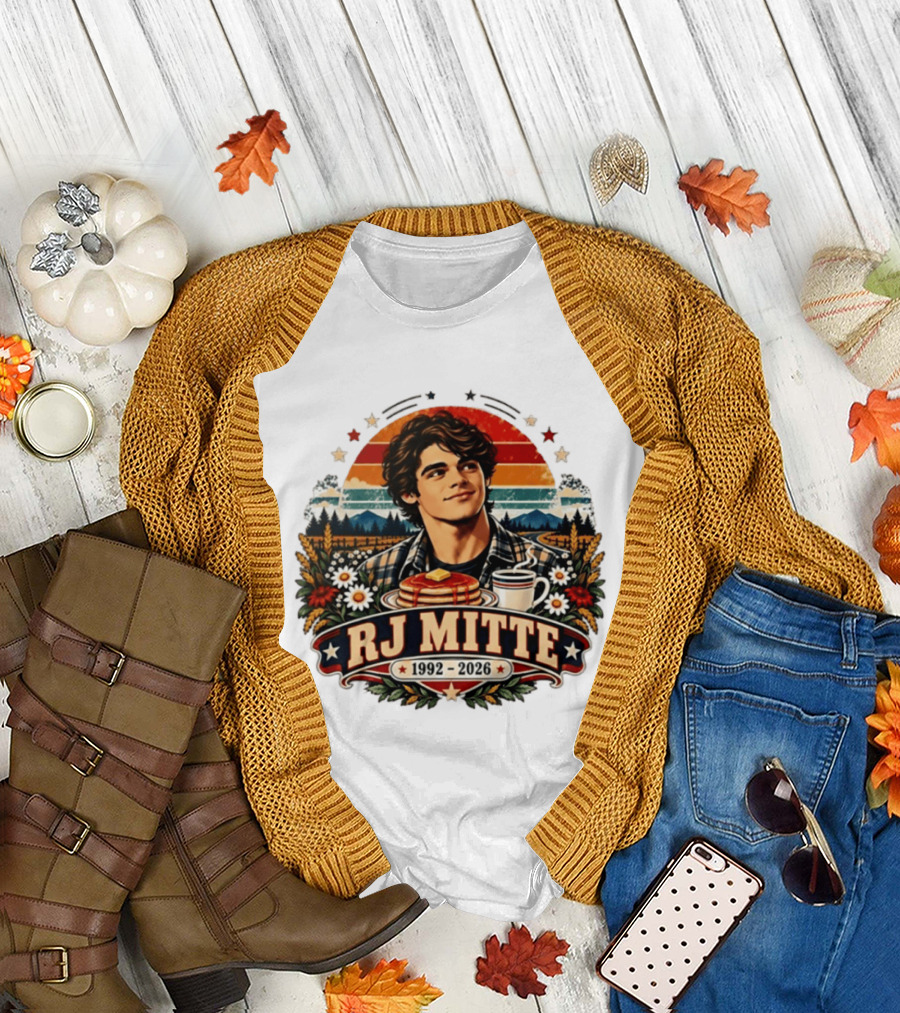 RJ Mitte 1992 2026 Pancakes And Coffee Retro Nature Scene T-Shirt