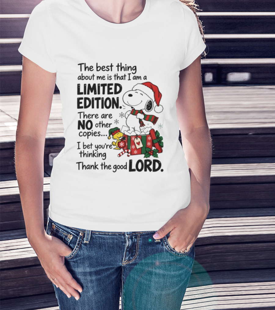 Snoopy Christmas Limited Edition Thank The Good Lord T-Shirt
