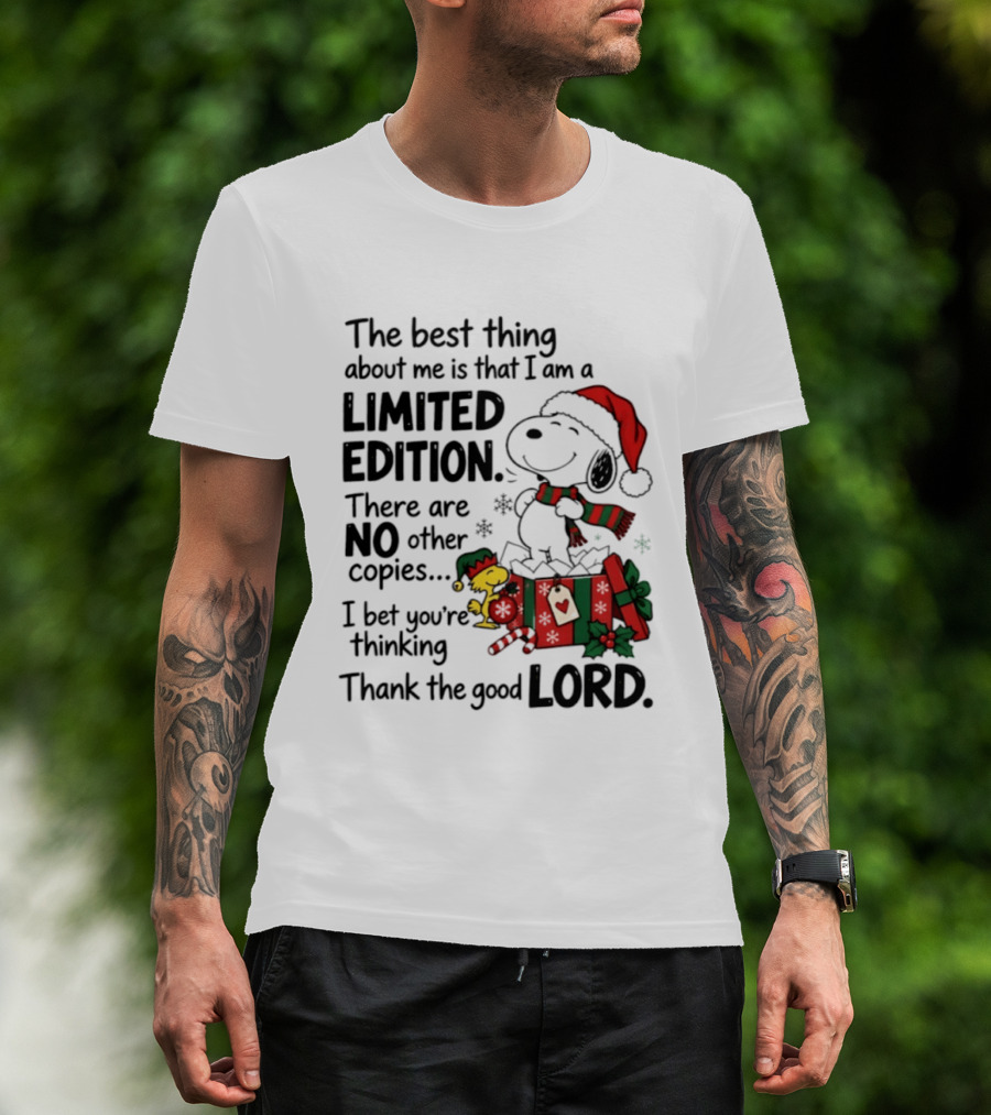 Snoopy Christmas Limited Edition Thank The Good Lord T-Shirt