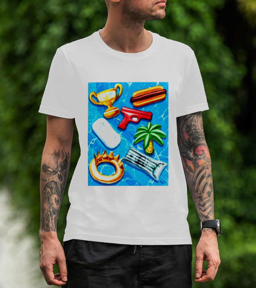The Wynwood Walls Shop Store Leon Keer Trophy Hotdog Palm Gun Newspaper Seven Sins T-Shirt