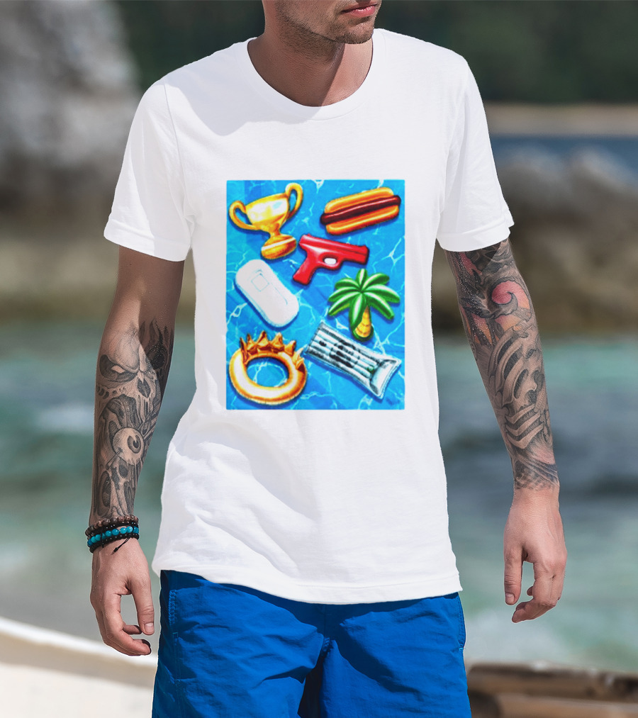The Wynwood Walls Shop Store Leon Keer Trophy Hotdog Palm Gun Newspaper Seven Sins T-Shirt