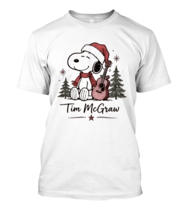 Tim McGraw Snoopy Christmas Guitar Santa Hat T-Shirt