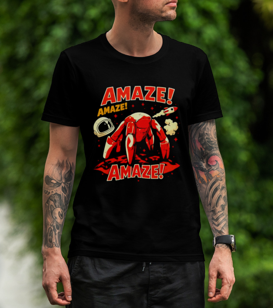 Amaze Amaze Amaze Space Crab Astronaut Rocket Helmet T-Shirt