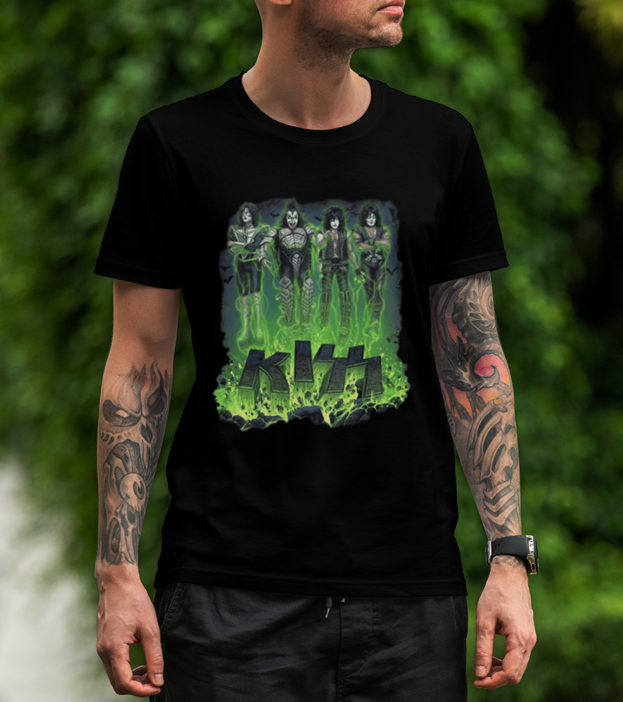 Kiss 2026 Limited Edition Halloween Bats Conjuring Green T-Shirt
