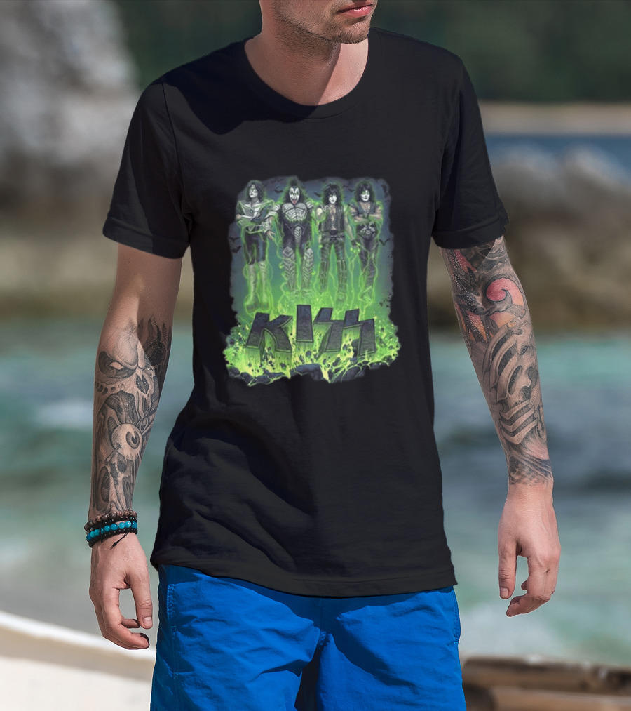 Kiss 2026 Limited Edition Halloween Bats Conjuring Green T-Shirt