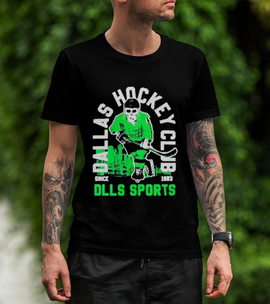 Dallas Hockey Club Since 1993 Dlls Sports Green Hockey Player T-Shirt