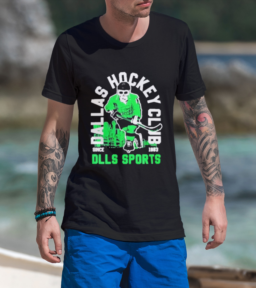 Dallas Hockey Club Since 1993 Dlls Sports Green Hockey Player T-Shirt
