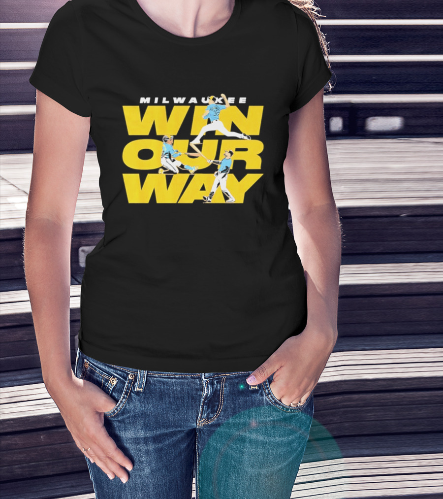 Milwaukee Win Our Way Baseball Stack T-Shirt