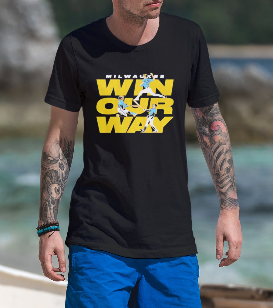 Milwaukee Win Our Way Baseball Stack T-Shirt