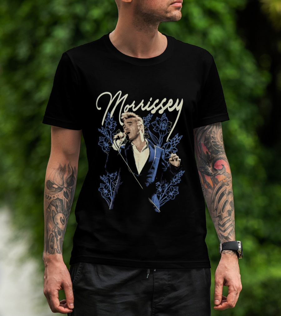 Morrissey Floral Blue Suit Portrait Tour 2026 T-Shirt