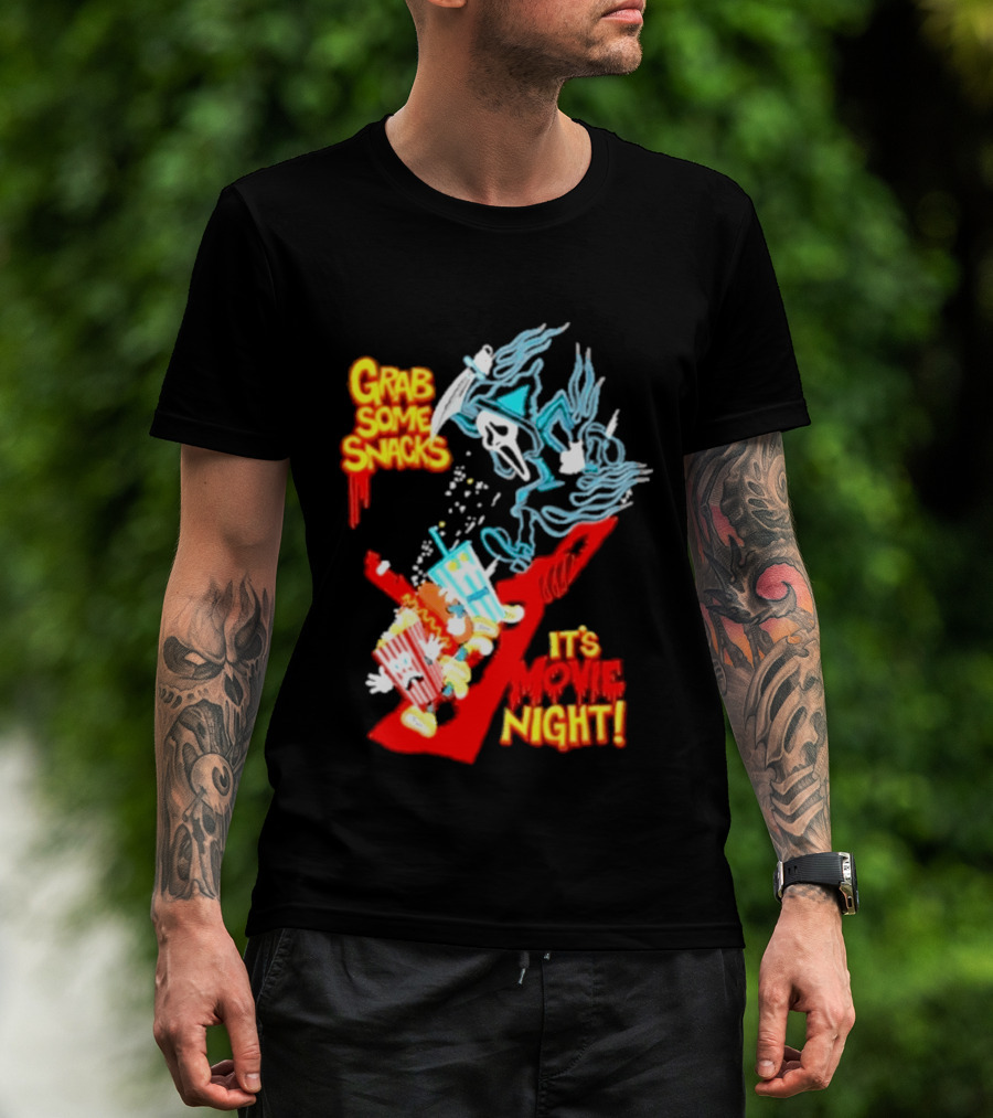 Grab Some Snacks Ghostface It's Movie Night Scream Halloween 2026 T-Shirt