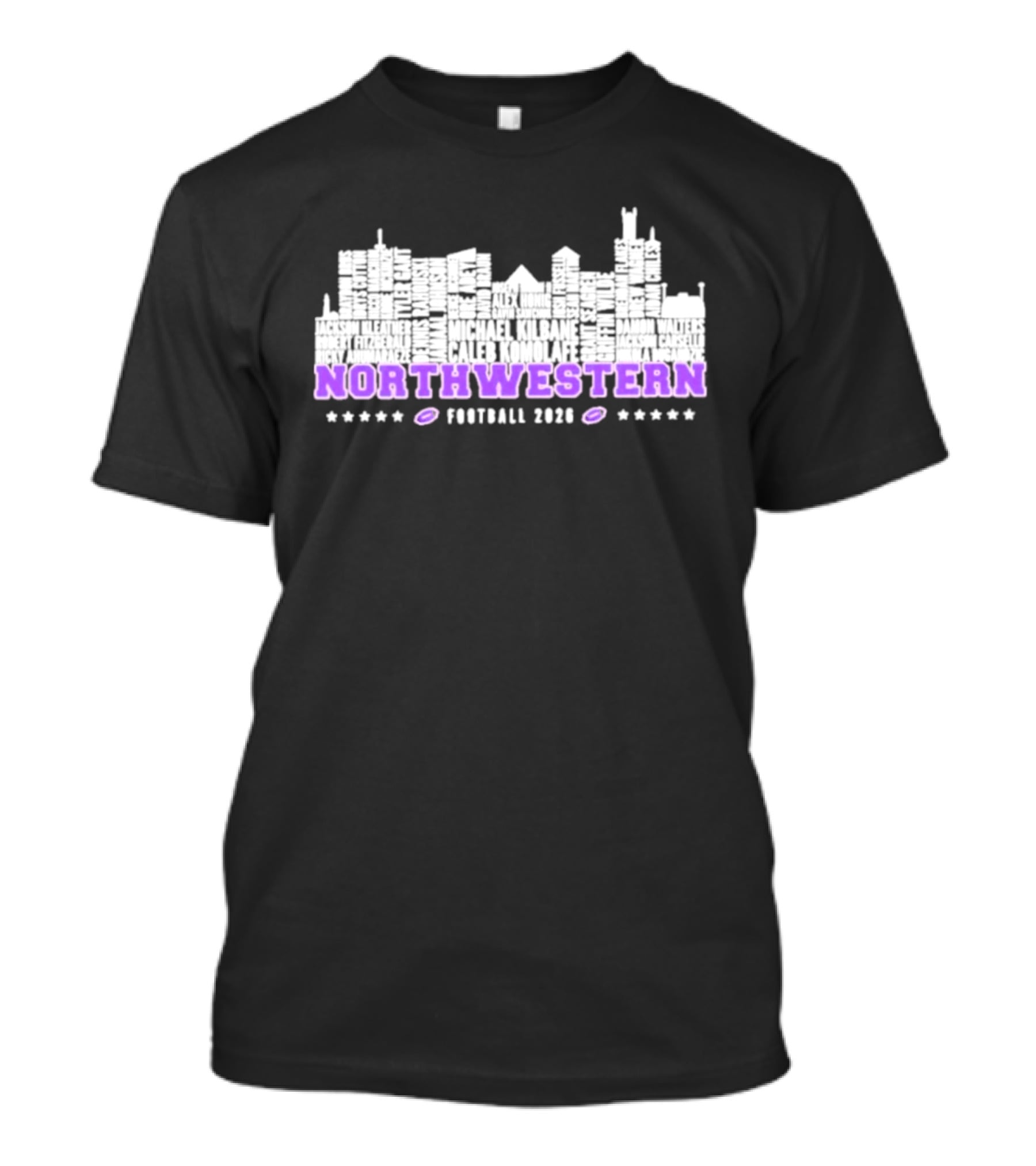 Northwestern Wildcats Football 2026 City Skyline Player T-Shirt