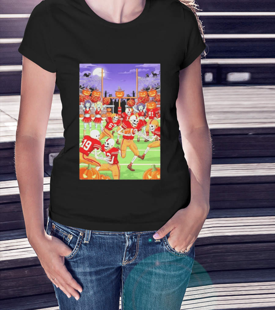 San Francisco 49ers Skeleton Zombie Halloween Football 2026 T-Shirt