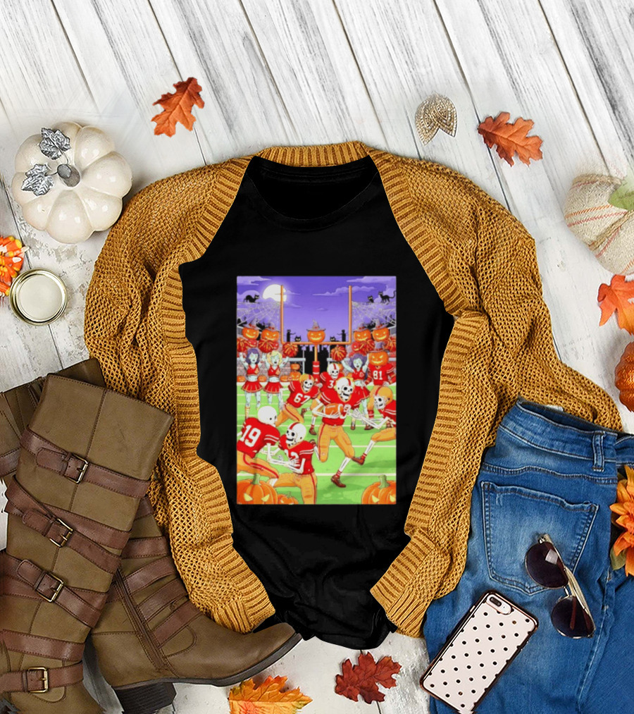 San Francisco 49ers Skeleton Zombie Halloween Football 2026 T-Shirt