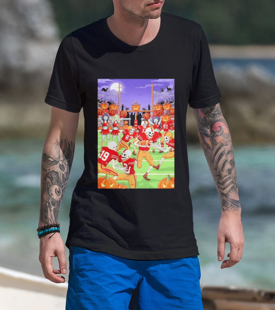 San Francisco 49ers Skeleton Zombie Halloween Football 2026 T-Shirt