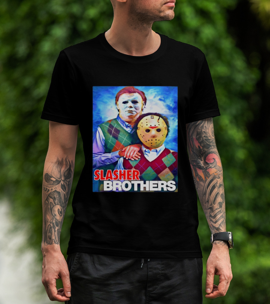 Slasher Brothers Michael Myers Jason Voorhees Halloween Meme 2026 T-Shirt
