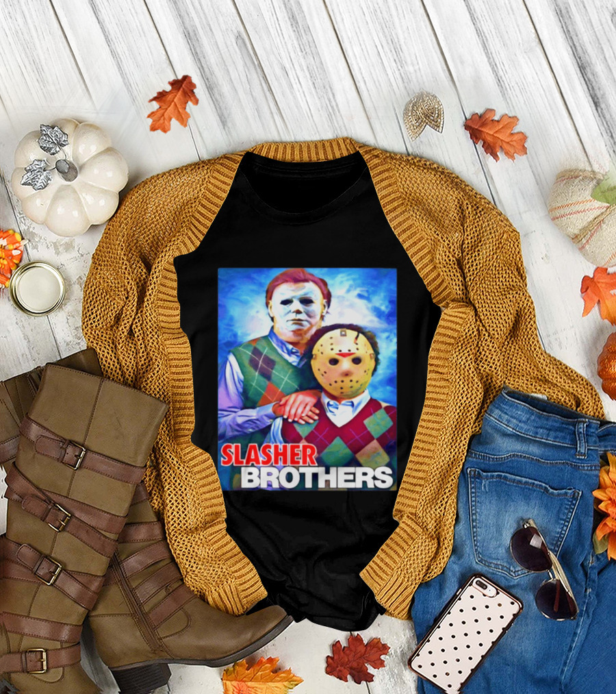Slasher Brothers Michael Myers Jason Voorhees Halloween Meme 2026 T-Shirt