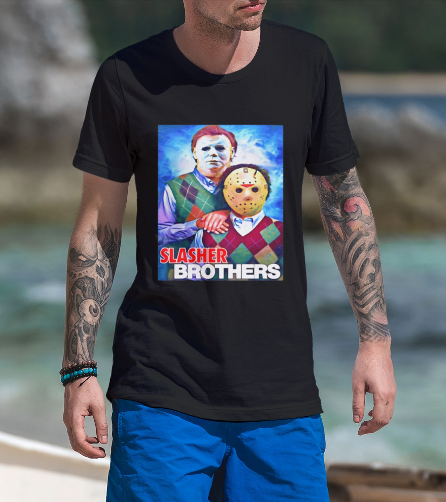Slasher Brothers Michael Myers Jason Voorhees Halloween Meme 2026 T-Shirt