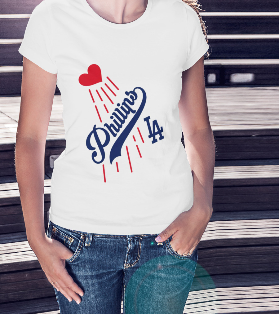 Phillies LA Love Heart Dodgers 14 T-Shirt
