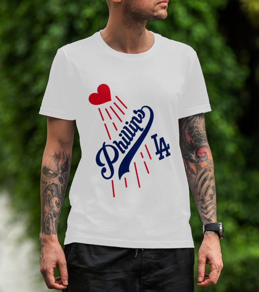 Phillies LA Love Heart Dodgers 14 T-Shirt
