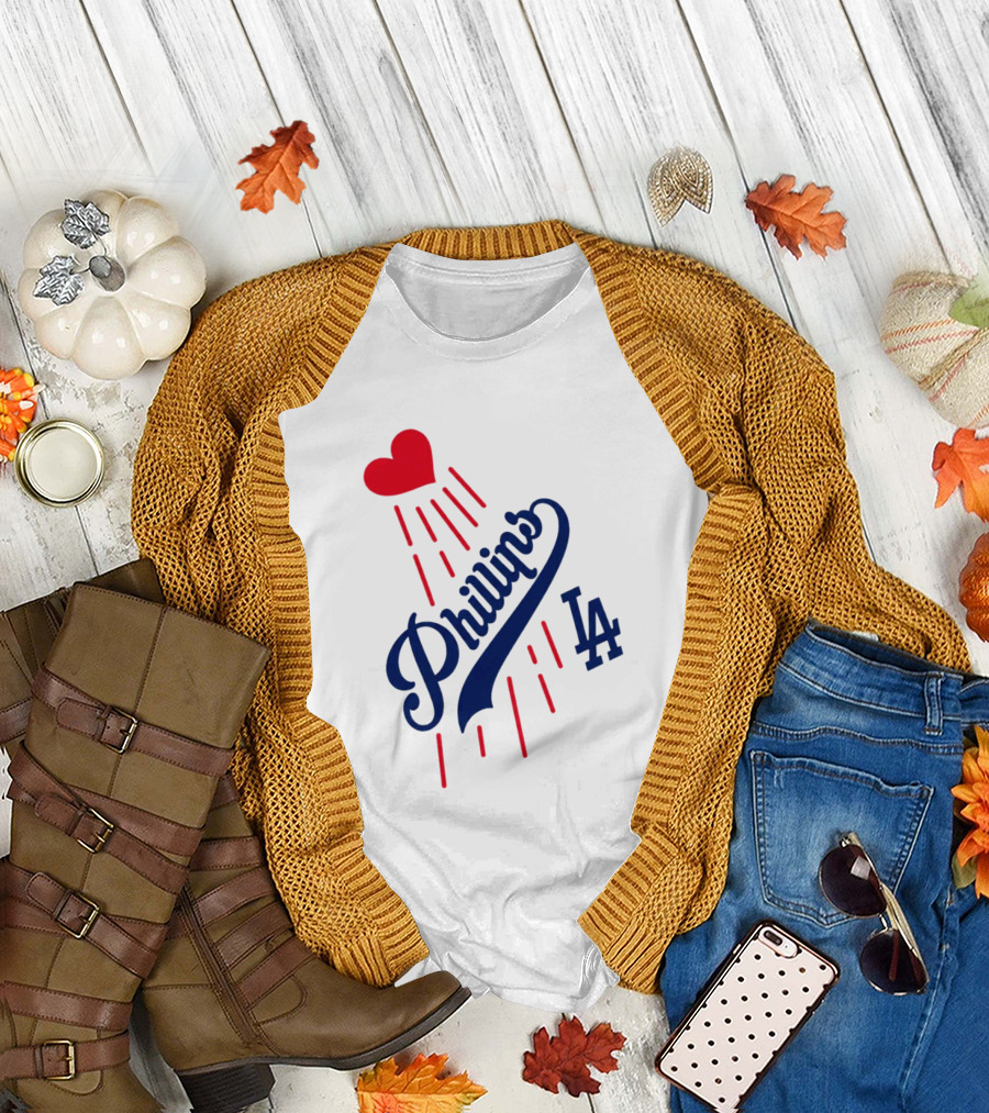 Phillies LA Love Heart Dodgers 14 T-Shirt