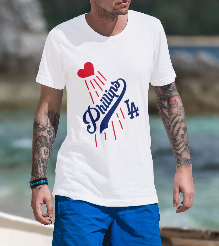 Phillies LA Love Heart Dodgers 14 T-Shirt