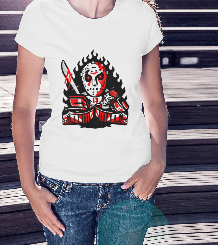 Jason Voorhees 13 Hockey Mask Friday The 13th Sports Horror T-Shirt