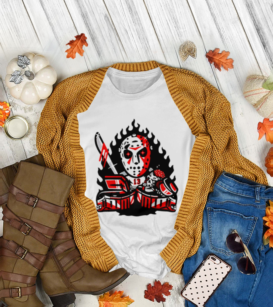 Jason Voorhees 13 Hockey Mask Friday The 13th Sports Horror T-Shirt
