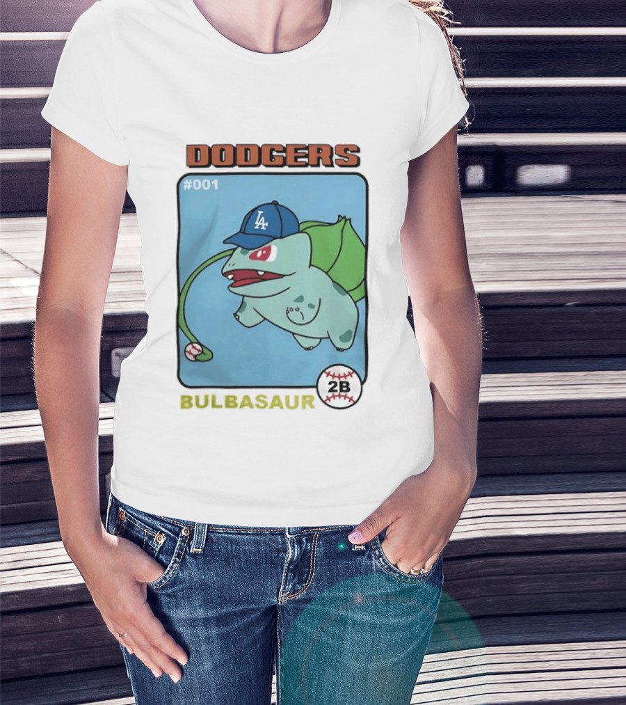 Dodgers Bulbasaur LA Baseball Anime Cartoon 2B T-Shirt
