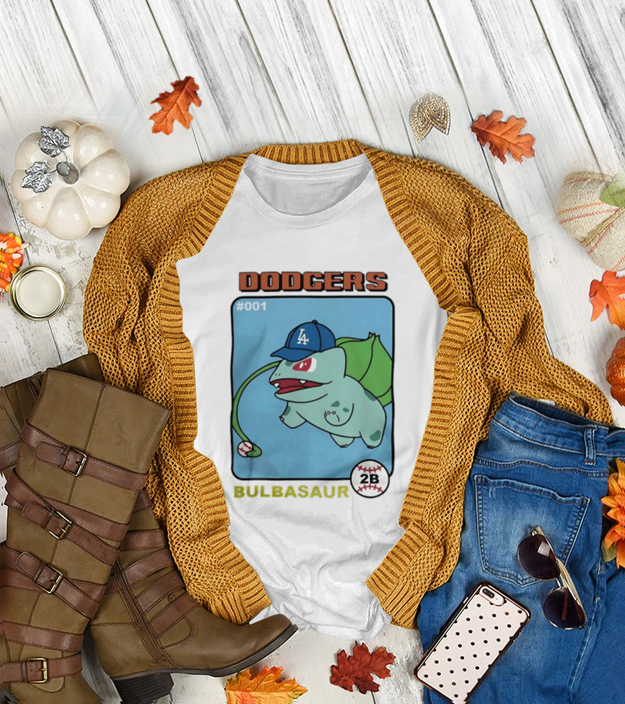 Dodgers Bulbasaur LA Baseball Anime Cartoon 2B T-Shirt