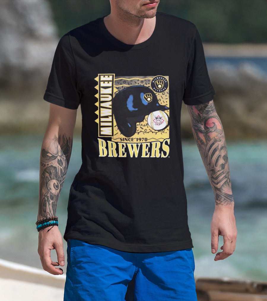 Milwaukee Brewers Baseball Helmet Since 1970 T-Shirt