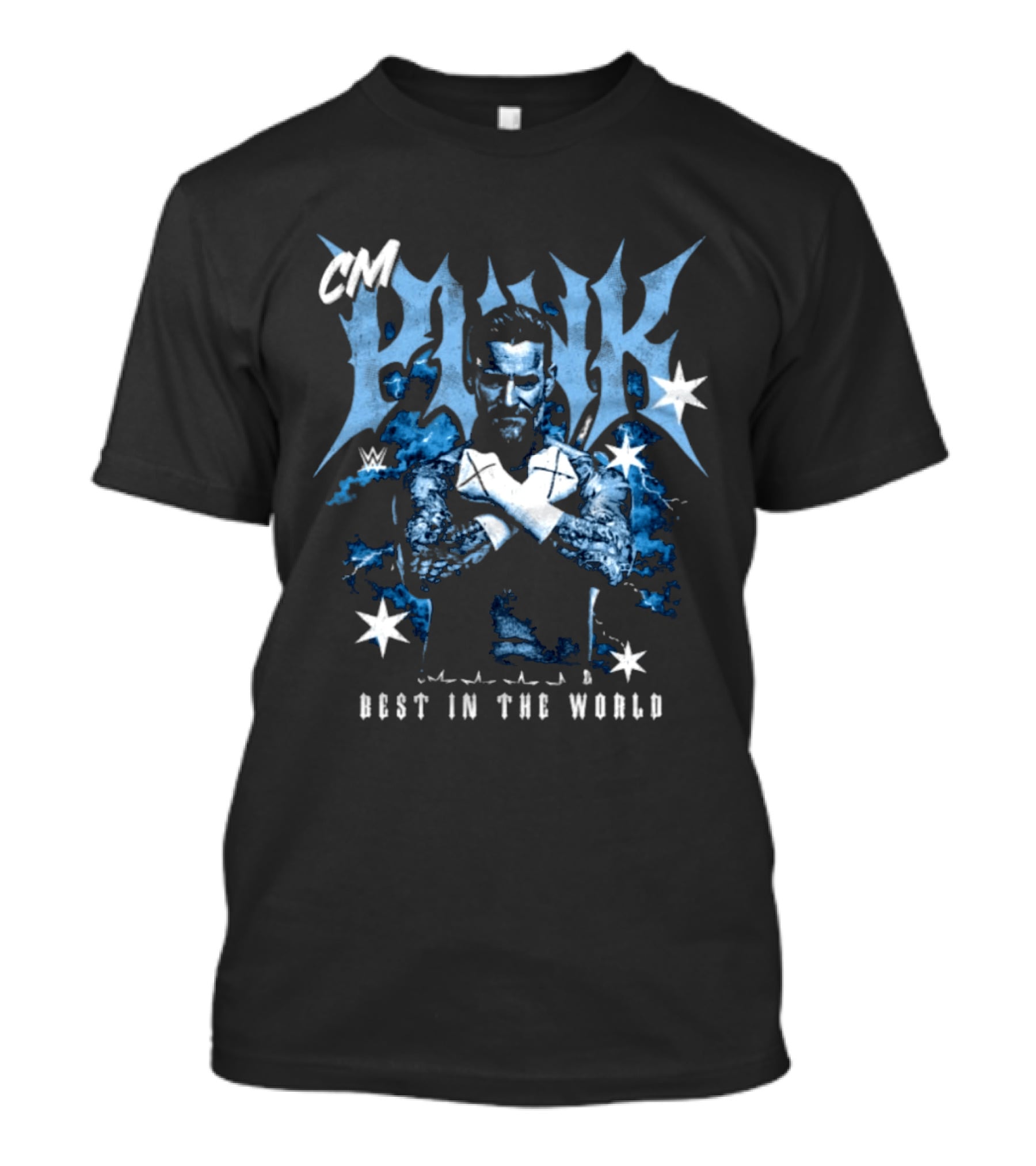 CM Punk WWE Best In The World Monochrome Blue Stars T-Shirt