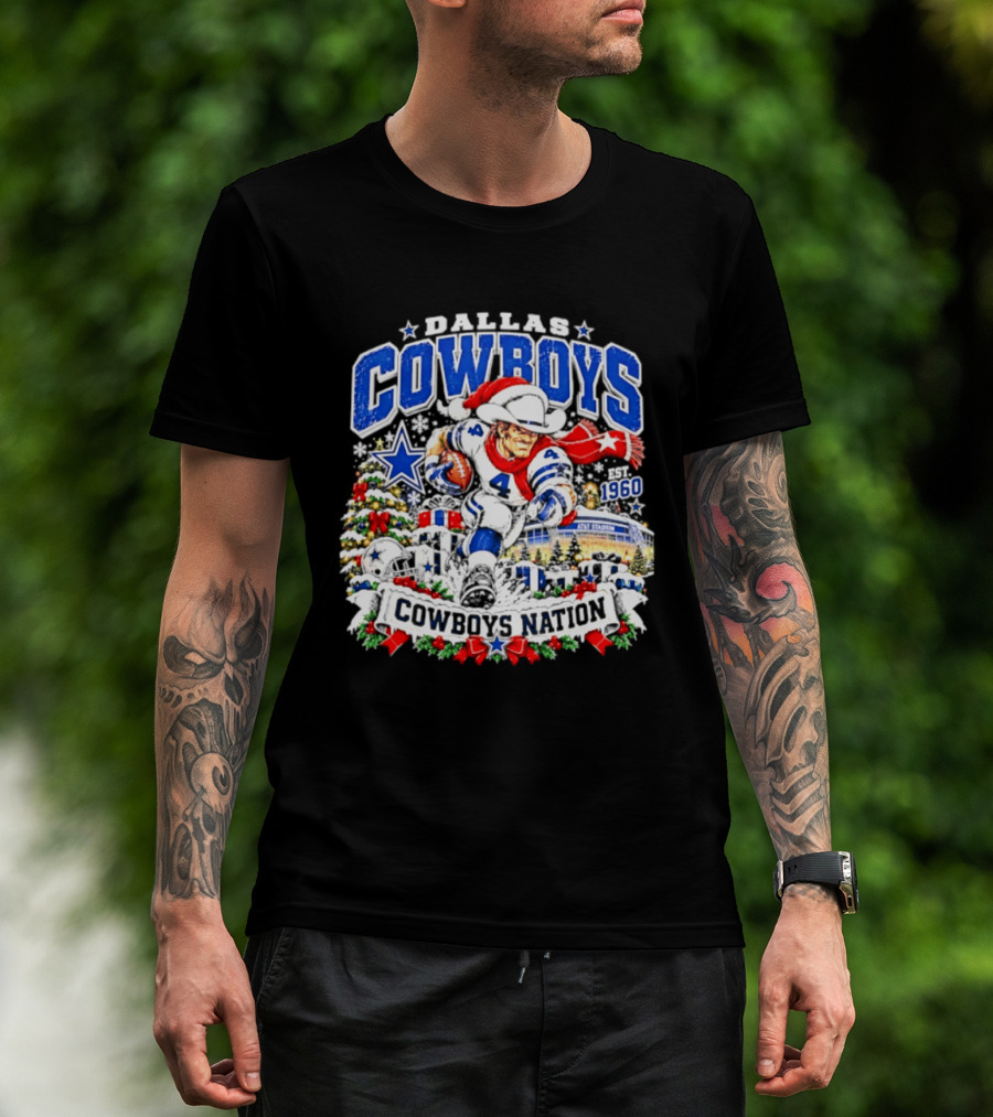 Dallas Cowboys Santa 1960 AT&T Stadium Christmas Cowboys Nation T-Shirt
