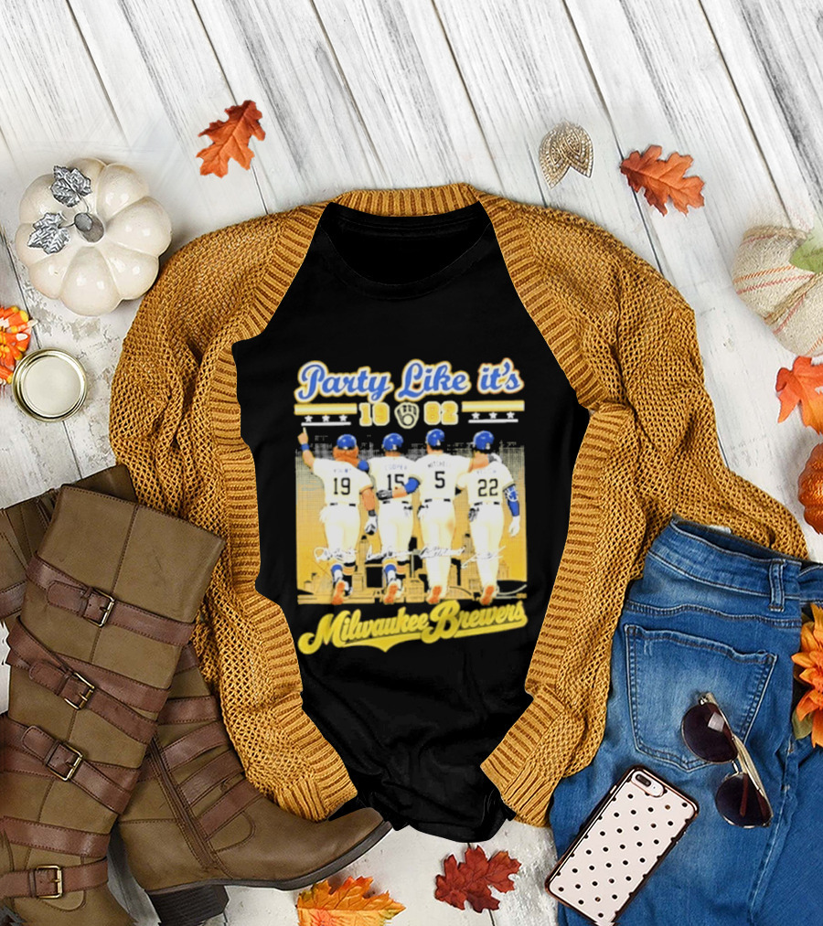 Party Like It's 1982 Milwaukee Brewers City Skyline Signatures T-Shirt