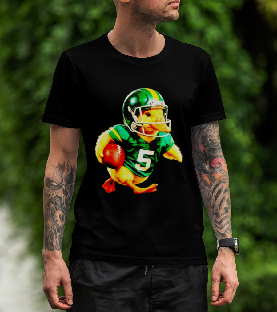 Oregon Ducks Football Duck Wearing Helmet And Jersey Number 5 T-Shirt